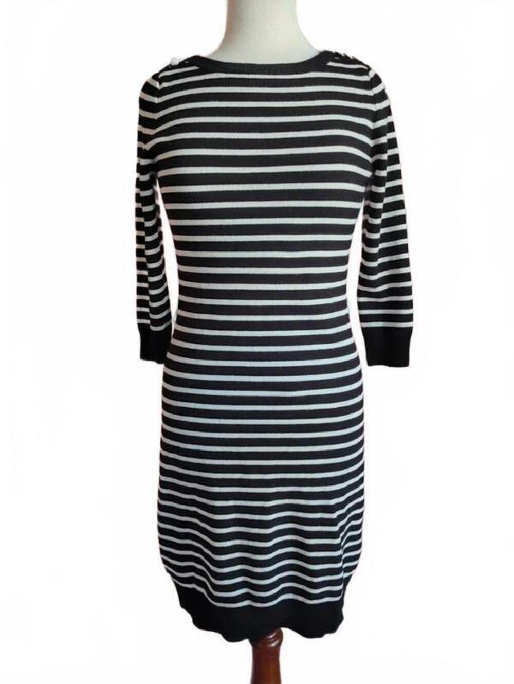 White House Black Market Sweater Dress Striped Size Small